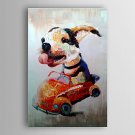 Hand Painted Oil Painting Animal Lively Dog In The Car with Stretched Frame 7 Wall Arts
