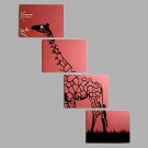 Hand-Painted Modern Abstract Animal Deer Oil Painting Two Panel Canvas Oil Painting Per Panel Size