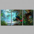 God Bird 3 Panels 100% Hand-painted Oil Paintings on Canvas Modern Artwork Wall Art for Room Decor