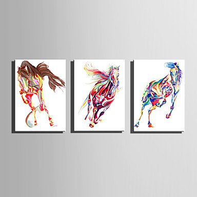 Mini Size E-HOME Oil painting Modern Abstract Multicolored Horse Pure Hand Draw Frameless Decorati