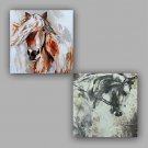 Hand-Painted Abstract Horse / Floral/Botanical Hang-Painted Oil PaintingModern / Classic One Panel