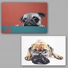 Hand-Painted Abstract / Animals Dogs 100% Hang-Painted Oil PaintingModern / Classic Two Panels Can