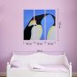 IARTS Hand Painted Modern Abstract Antarctic Penguin Couple Set of 3 Oil Painting On Canvas with S