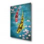 Stretched (ready  to hang) Hand-Painted Oil Painting on Canvas 36"x24" Modern Deco Art Fishes Flow