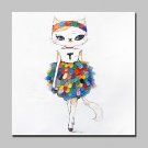 Lager Hand Painted Modern Fashion Kitty Animal Oil Painting On Canvas Wall Art Picture For Home Wh