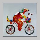 Large Hand Painted Oil Painting Modern Abstract Animal Bear Canvas Picture With Stretched Frame Re
