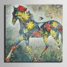 Mini Size E-HOME Oil painting Modern Color Pattern of Horses Pure Hand Draw Frameless Decorative P