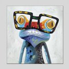 Oil Paintings Frog with Glasses Canvas Material With Wooden Stretcher Ready To Hang Size60*60CM an
