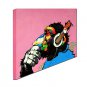 Hand-Painted Animal Orangutans Listen to Music Ready To Hang Modern One Panel Canvas Oil Paintin