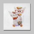 Lager Hand Painted Modern Abstract Dr. Cat Animal Oil Painting On Canvas Wall Art Picture Whit Fra