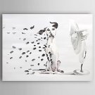 Oil Painting a Dog with a Fan Hand Painted Canvas with Stretched Framed Ready to Hang