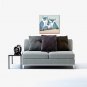 IARTS Hand Painted Modern Abstract Owl Family in Blue Oil Painting On Canvas with Stretched Frame
