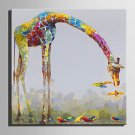 Mini Size E-HOME Oil painting Modern Giraffe Pure Hand Draw Frameless Decorative Painting