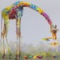 Mini Size E-HOME Oil painting Modern Giraffe Pure Hand Draw Frameless Decorative Painting
