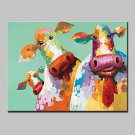 Hand Painted Cartoon Cow Oil Painting On Canvas Modern Abstract Wall Art Picture For Home Decorati