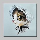 100% Hand-Painted Cat Girl Animal Oil Painting On Canvas Modern Abstract Wall Art Picture For Livi