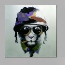 Single Modern Abstract Pure Hand Draw Ready To Hang  Decorative With Glasses Dog Oil Painting