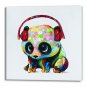Hand Painted Oil Painting Animal Panda with Headset with Stretched Frame 7 Wall Arts