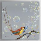 Oil Painting Impression Bird Hand Painted Canvas Painting with Stretched Framed Ready to Hang