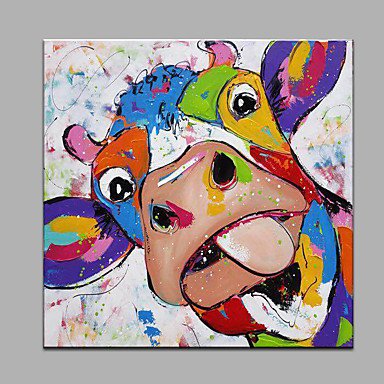 Modern  Hand-Painted Abstract Animal The Lovely Cow One Panels Canvas  Oil Painting  For Home Deco