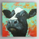 Oil Painting Black Cow's Head Hand Painted Canvas with Stretched Framed Ready to Hang