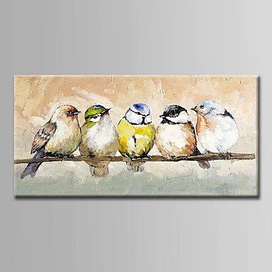 Hand-Painted  Abstract Birds Oil Painting With Stretcher For Home Decoration Ready to Hang