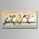 Hand-Painted  Abstract Birds Oil Painting With Stretcher For Home Decoration Ready to Hang