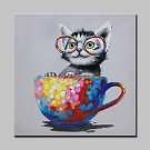100% Hand-Painted Naughty Cat Animal Oil Painting On Canvas Modern Abstract Wall Art Pictures For