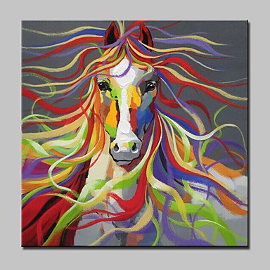 Hand Painted Modern Abstract Horse Animal Canvas Oil Painting Wall Art With Stretched Frame Ready