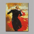 Hand-Painted Dancing People Vertical Art Deco/Retro One Panel Canvas Oil Painting for Home Decorat