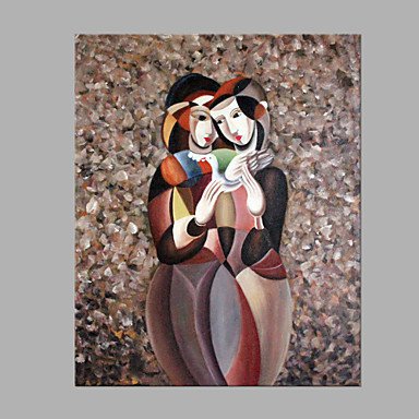 Hand-Painted People Square,Modern Style One Panel Canvas Oil Painting For Home Decoration