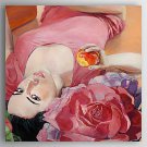 Hand-Painted  a Woman and Flower Impression  Canvas Oil Painting With Stretcher For Home Decoratio