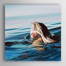 Hand-Painted  Abstract a Woman Swimming Head  Canvas Oil Painting With Stretcher For Home Decorati