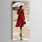Hand-Painted  Abstract Woman with a Umbrella Oil Painting With Stretcher For Home Decoration Ready