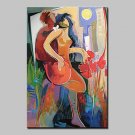 Hand-Painted Modern Abstract A Pair Of Lovers Oil Painting On Canvas Wall Art Picture For Home Dec