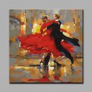 Big Size Hand-Painted Dancing People Vertical Art Deco/Retro One Panel Canvas Oil Painting for Hom