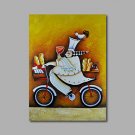 Hand-Painted Oil Painting on Canvas Wall Art Cartoon Food Dinning Room One Panel Ready to Hang