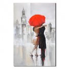Hand Painted Oil Painting People Lovers Kissing with Stretched Frame