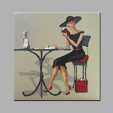 Hand-Painted  Women's Leisure Time Modern One Panel Canvas Oil Painting For Home Decoration