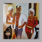 IARTS Hand Painted Modern  Abstract Dancers Fashion Talk Oil Painting On Canvas with Stretched Fra