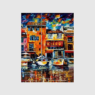 Hand-Painted Modern Street Scape PaintingsOne Panel Canvas Oil Painting
