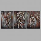 Girl Mood 3 Panels 100% Hand-painted Oil Paintings on Canvas Modern Artwork Wall Art for Room Deco