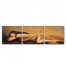 Hand-Painted People Three Panels Canvas Oil Painting For Home Decoration