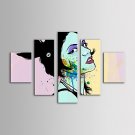 IARTS Oil Painting Modern People Fahsion Lady's Head Set of 5 Hand Painted Canvas with Stretched F