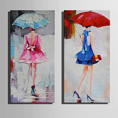 Mini Size E-HOME Oil painting Modern Umbrella Woman Pure Hand Draw Frameless Decorative Painting S