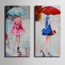 Mini Size E-HOME Oil painting Modern Umbrella Woman Pure Hand Draw Frameless Decorative Painting S