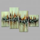 Hand-Painted Modern City Landscape Oil Painting Five Panel Canvas Oil Painting Multi Split Oil Pai