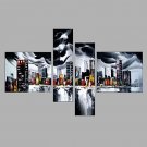 Hand-Painted Modern Abstract City Scene Oil Painting Five Panel Canvas Oil Painting Multi Split Oi