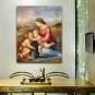 Oil Painting Mother with Two Children Hand Painted Canvas with Stretched Framed