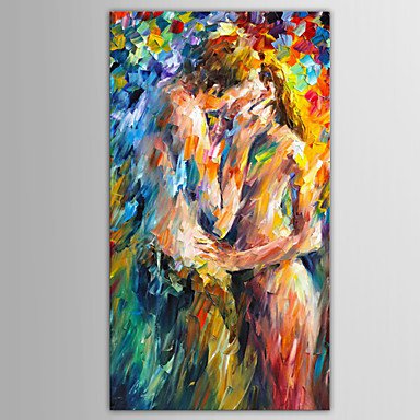 Hand-Painted People / Abstract PortraitModern / European Style One Panel Canvas Oil Painting For H